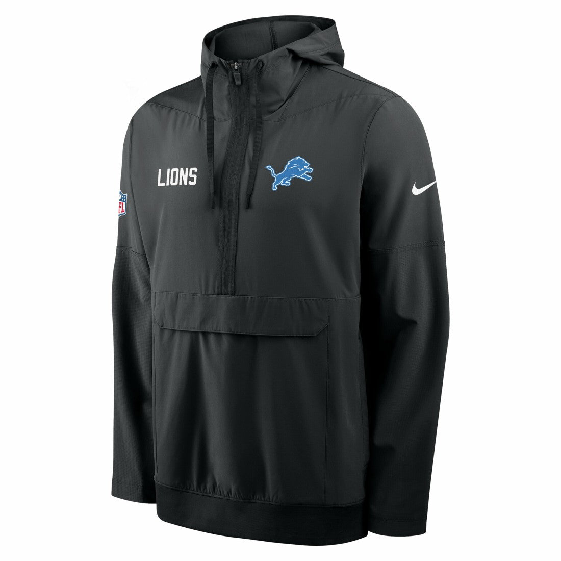 Nike Detroit Lions Sideline Alt Pack Anorak Half-Zip Hoodie Jacket Black