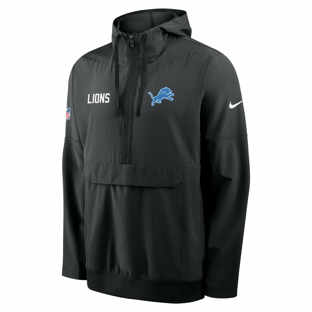 Nike Detroit Lions Sideline Alt Pack Anorak Half-Zip Hoodie Jacket Black