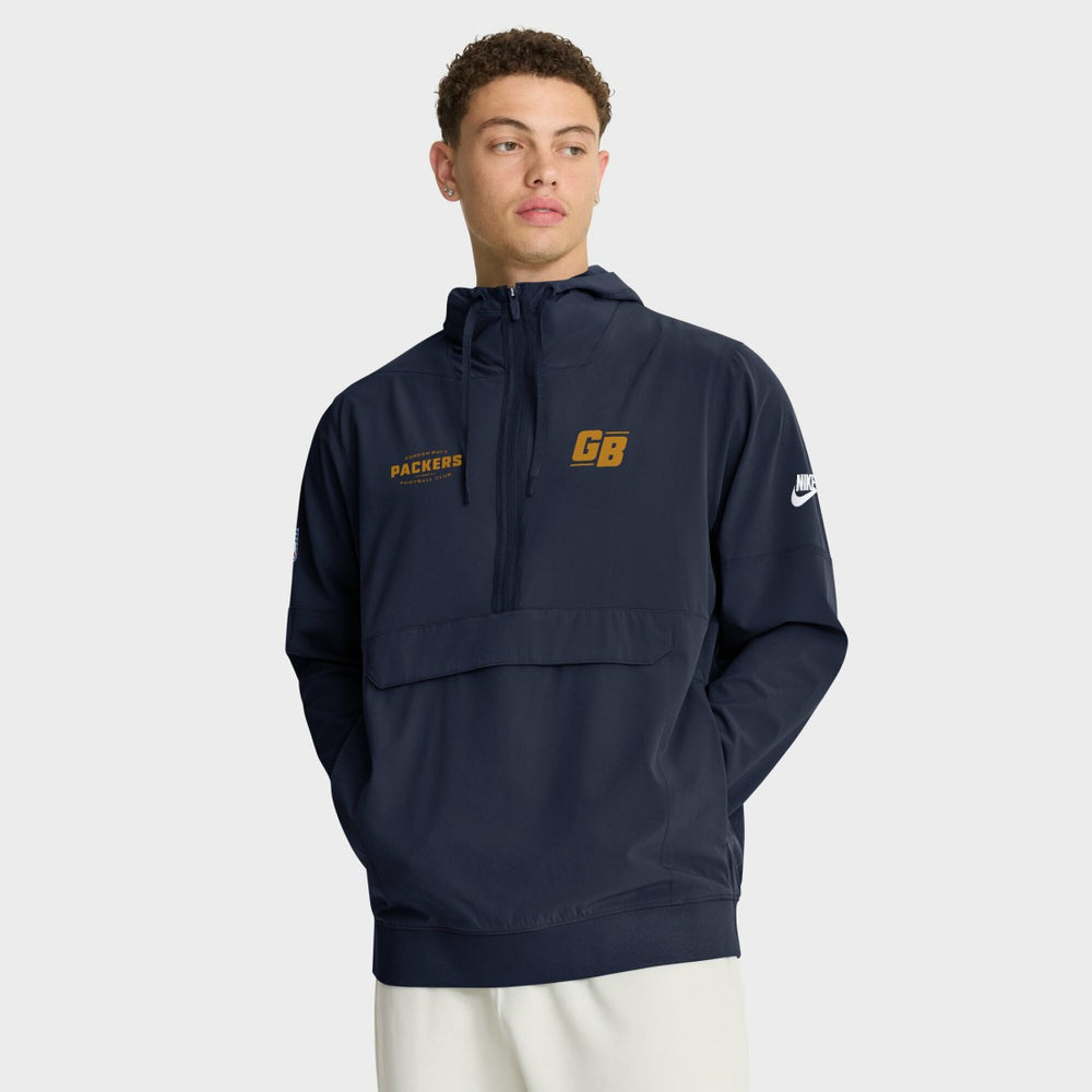 Nike Green Bay Packers The 1923 Classic Sideline Half-Zip Anorak Jacket Navy