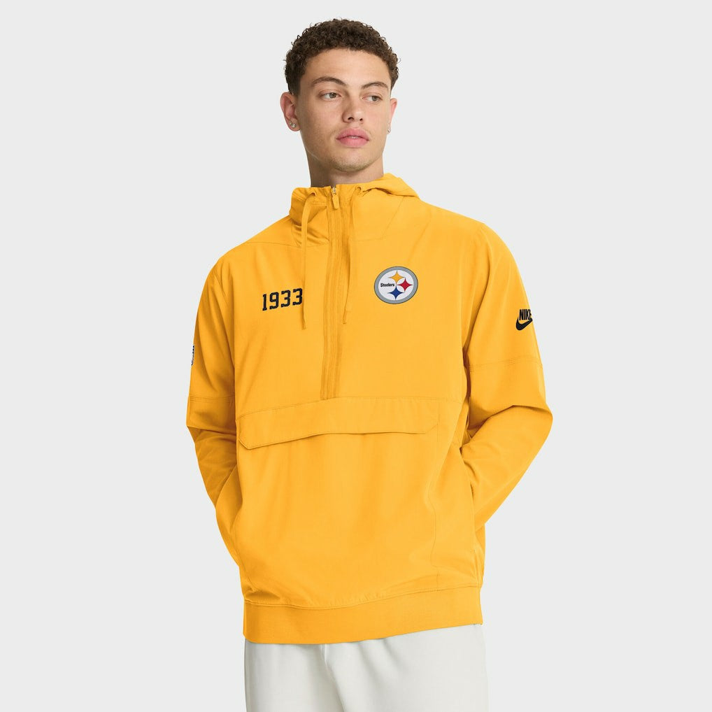 Nike Pittsburgh Steelers 1933 Sideline Alt Pack Anorak Half-Zip Hoodie Jacket Gold