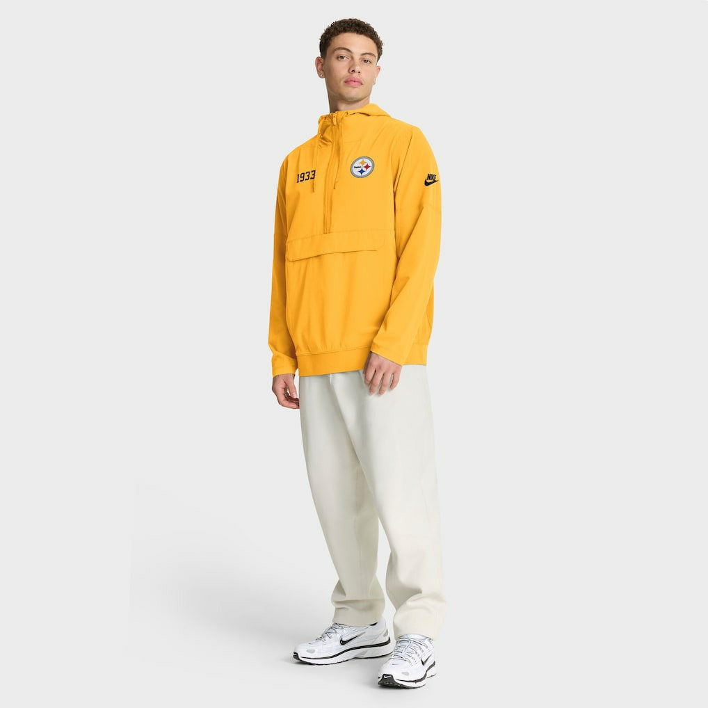 Nike Pittsburgh Steelers 1933 Sideline Alt Pack Anorak Half-Zip Hoodie Jacket Gold