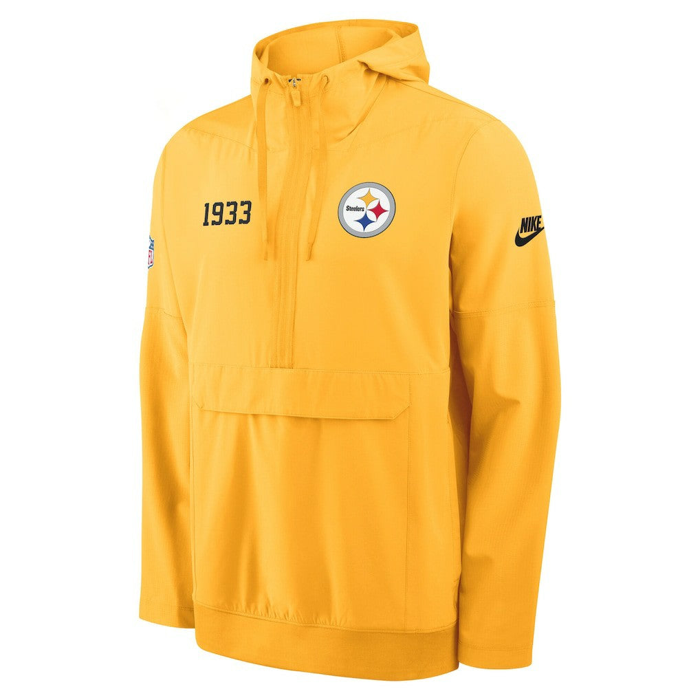 Nike Pittsburgh Steelers 1933 Sideline Alt Pack Anorak Half-Zip Hoodie Jacket Gold