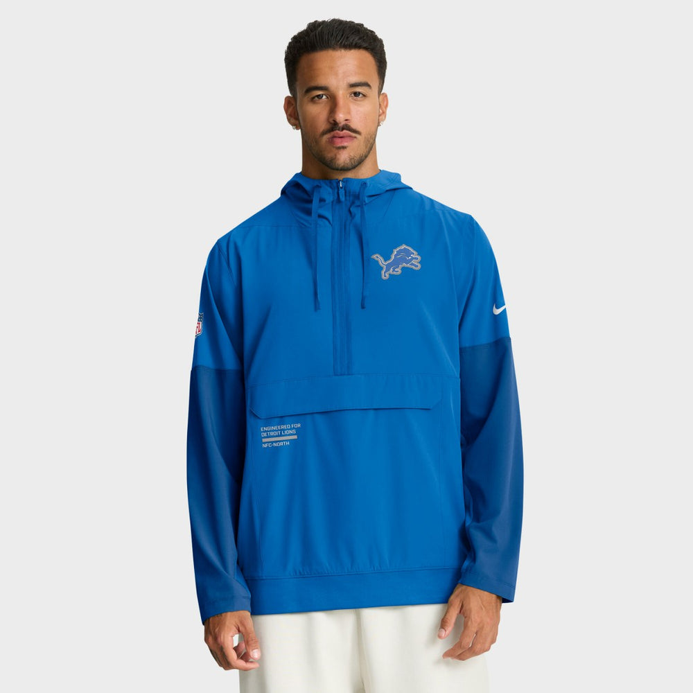 Nike Detroit Lions Sideline Anorak Half-Zip Hoodie Jacket Blue