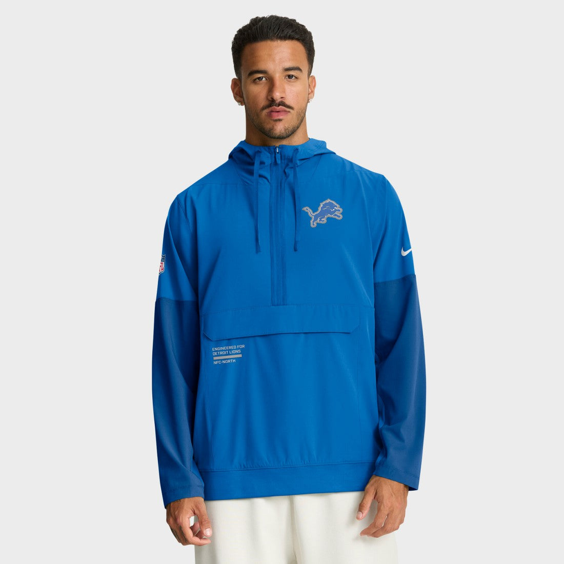 Nike Detroit Lions Sideline Anorak Half-Zip Hoodie Jacket Blue