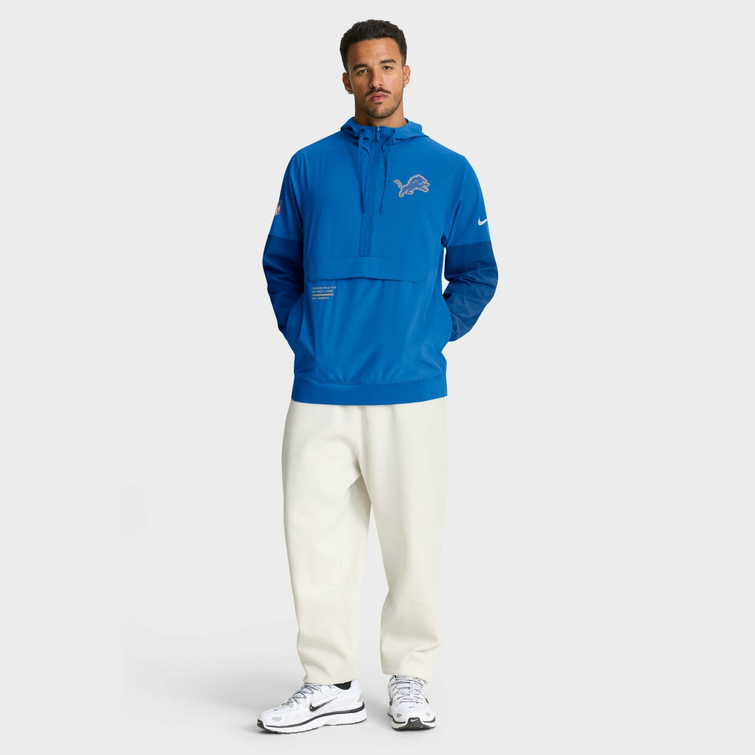 Nike Detroit Lions Sideline Anorak Half-Zip Hoodie Jacket Blue
