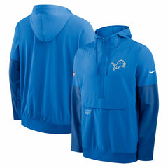 Nike Detroit Lions Sideline Anorak Half-Zip Hoodie Jacket Blue