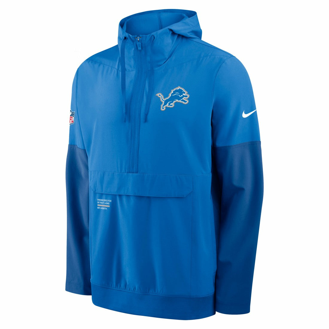 Nike Detroit Lions Sideline Anorak Half-Zip Hoodie Jacket Blue