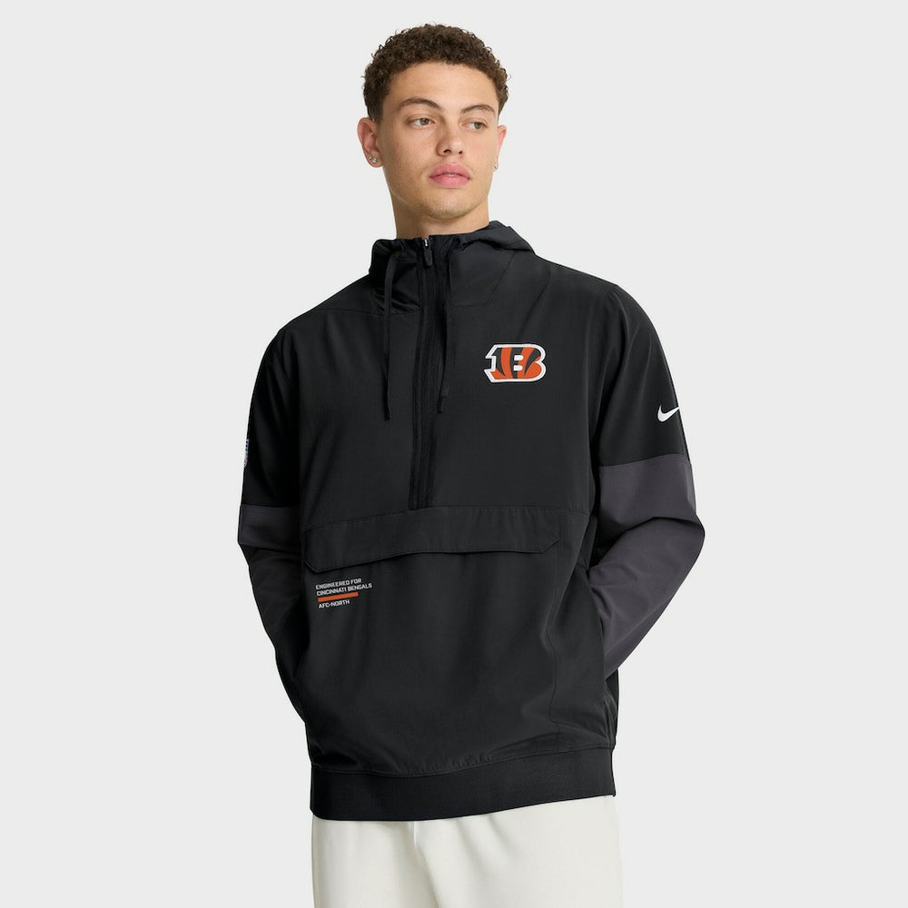 Nike Cincinnati Bengals Sideline Anorak Half-Zip Hoodie Jacket Black