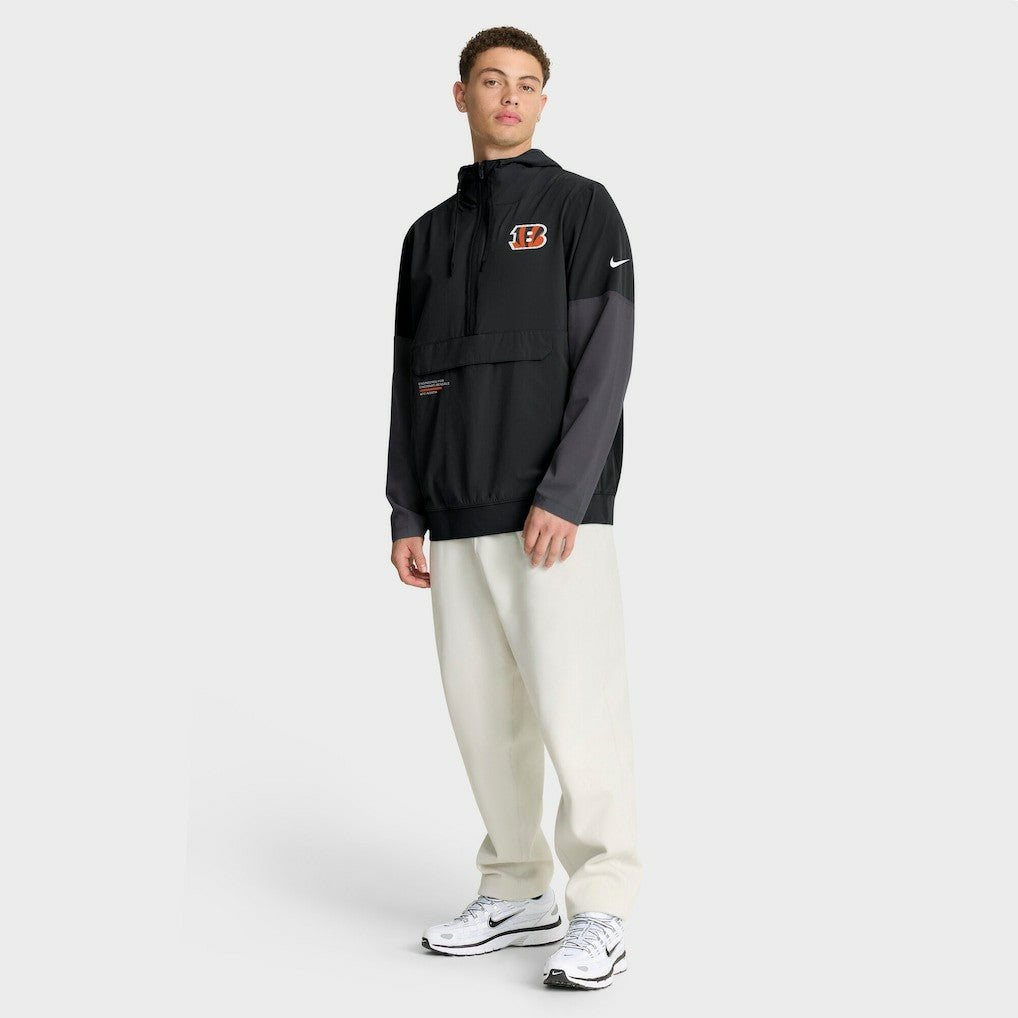 Nike Cincinnati Bengals Sideline Anorak Half-Zip Hoodie Jacket Black