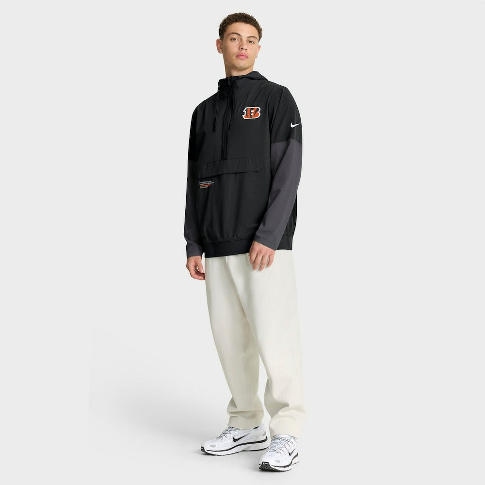 Nike Cincinnati Bengals Sideline Anorak Half-Zip Hoodie Jacket Black