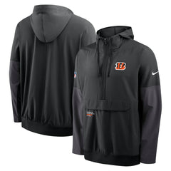 Nike Cincinnati Bengals Sideline Anorak Half-Zip Hoodie Jacket Black
