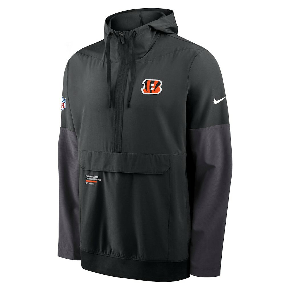 Nike Cincinnati Bengals Sideline Anorak Half-Zip Hoodie Jacket Black