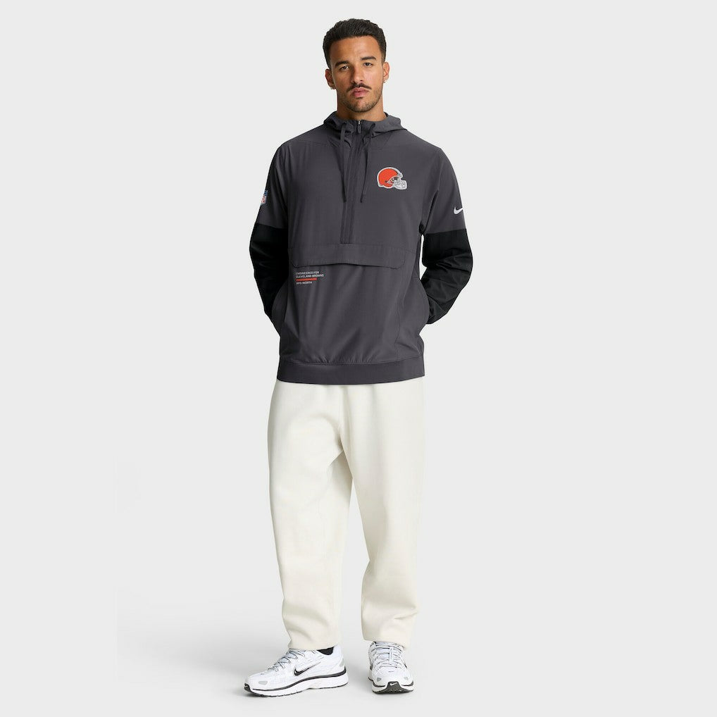 Nike Cleveland Browns Sideline Anorak Half-Zip Hoodie Jacket Anthracite