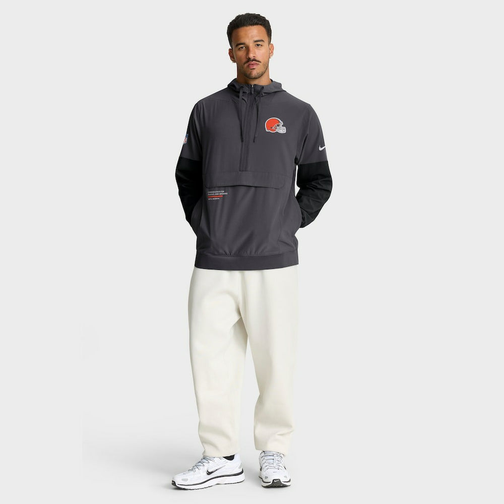 Nike Cleveland Browns Sideline Anorak Half-Zip Hoodie Jacket Anthracite