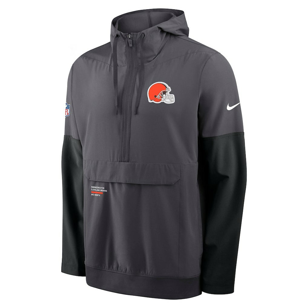 Nike Cleveland Browns Sideline Anorak Half-Zip Hoodie Jacket Anthracite
