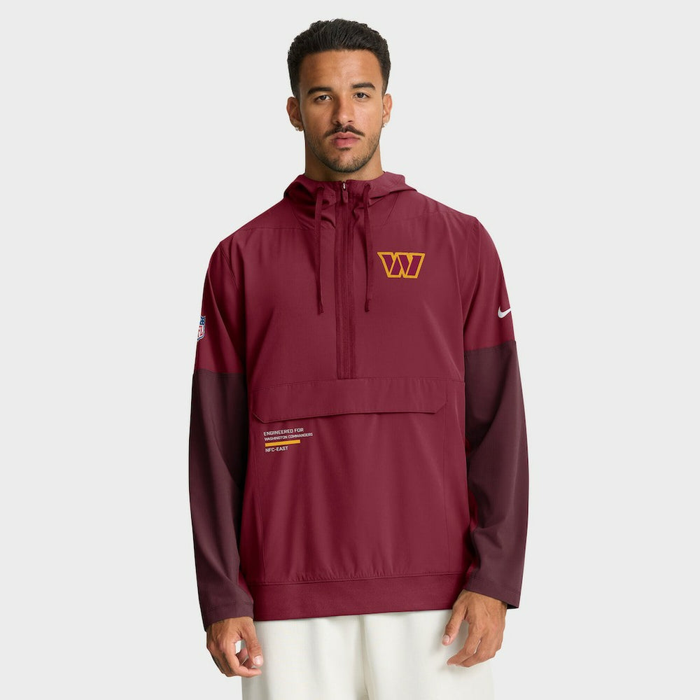 Nike Washington Commanders Sideline Anorak Half-Zip Hoodie Jacket Burgundy