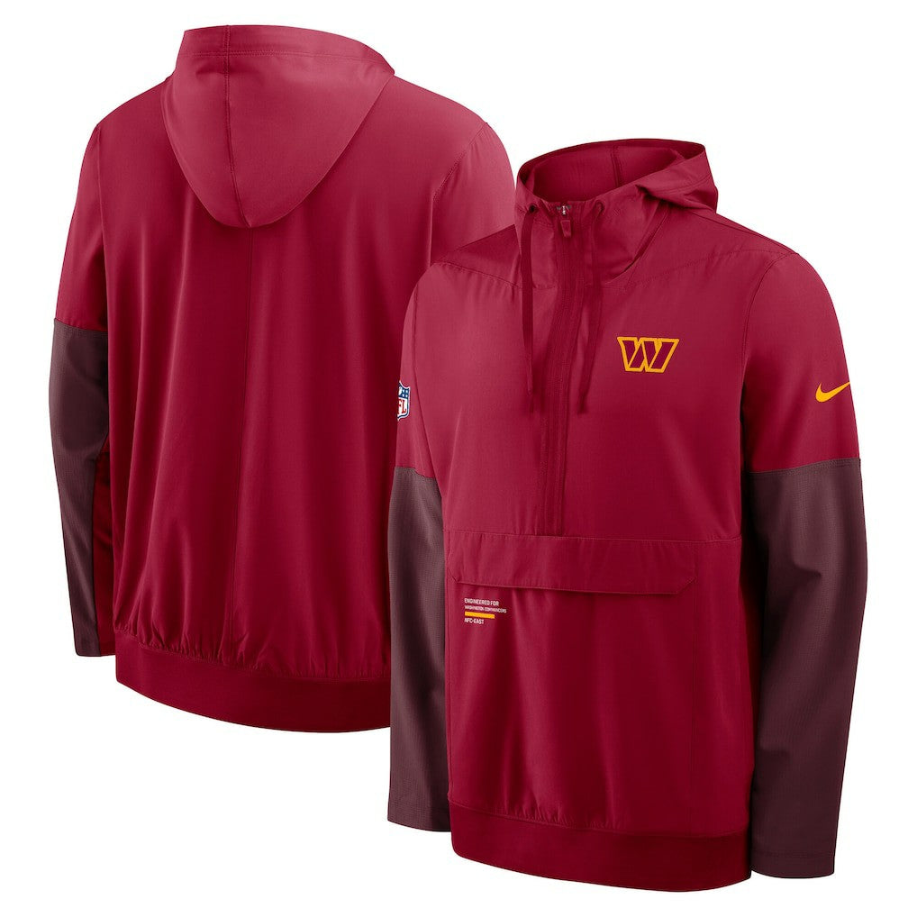 Nike Washington Commanders Sideline Anorak Half-Zip Hoodie Jacket Burgundy