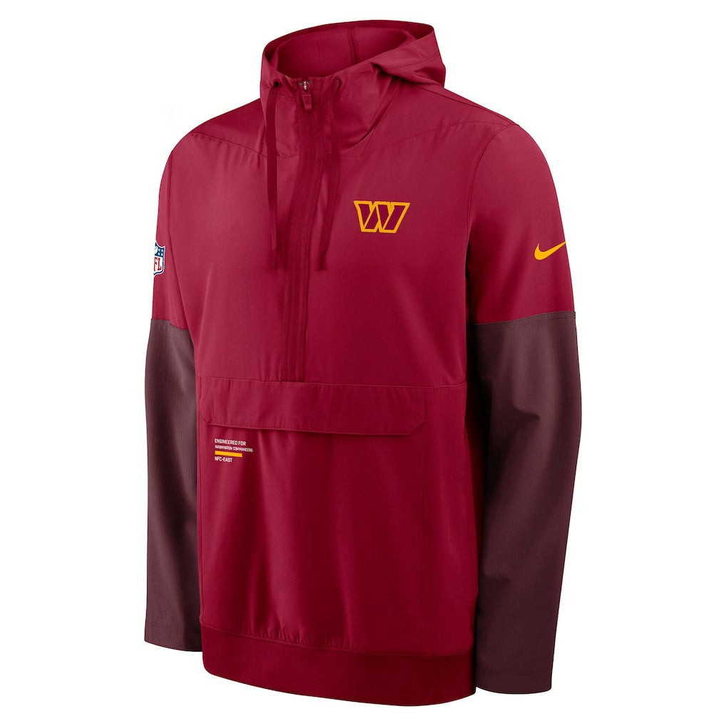 Nike Washington Commanders Sideline Anorak Half-Zip Hoodie Jacket Burgundy