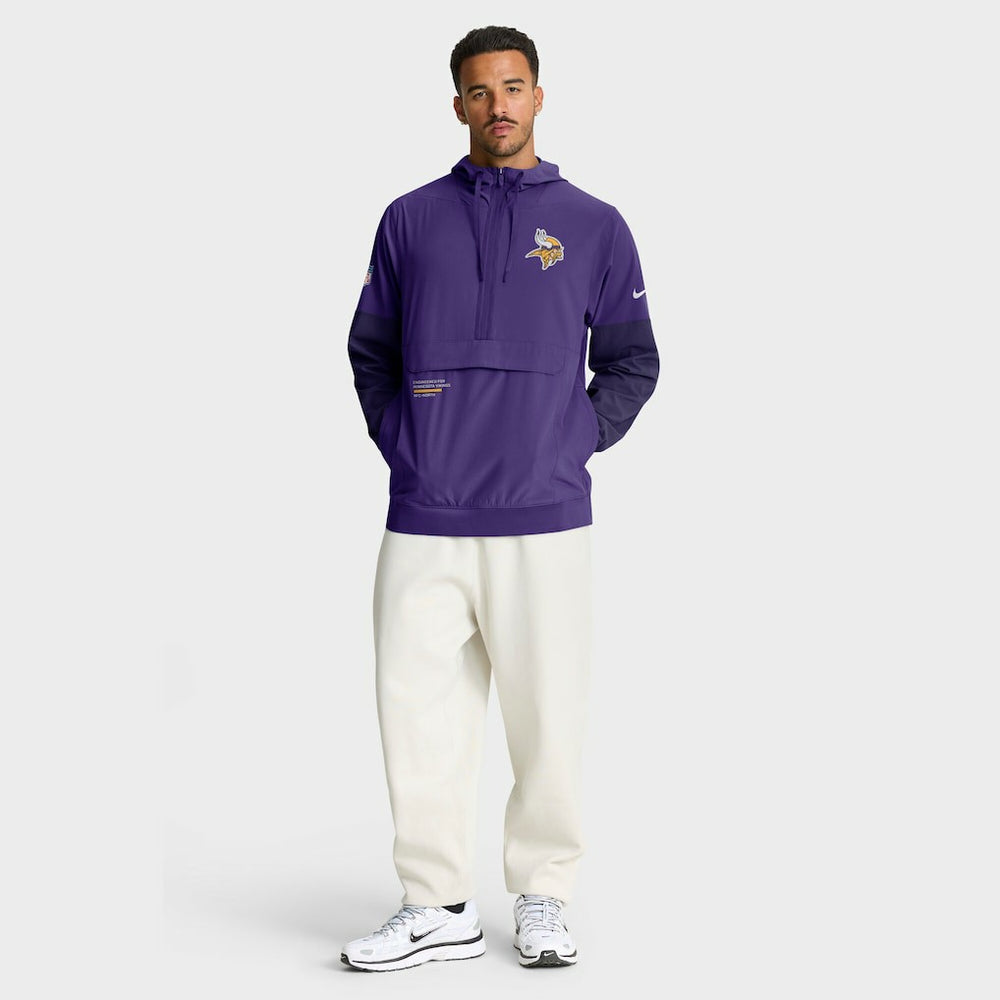 Nike Minnesota Vikings Sideline Anorak Half-Zip Hoodie Jacket Purple