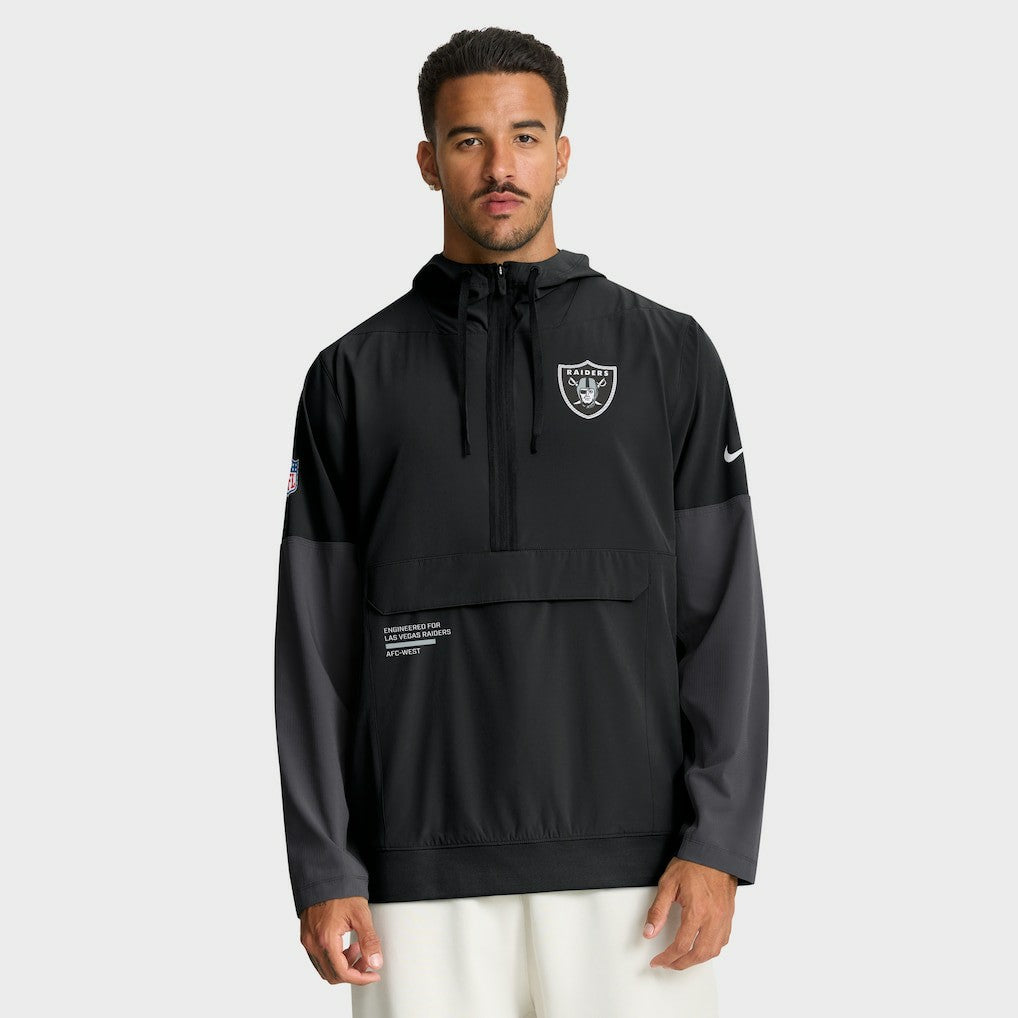 Nike Las Vegas Raiders Sideline Anorak Half-Zip Hoodie Jacket Black