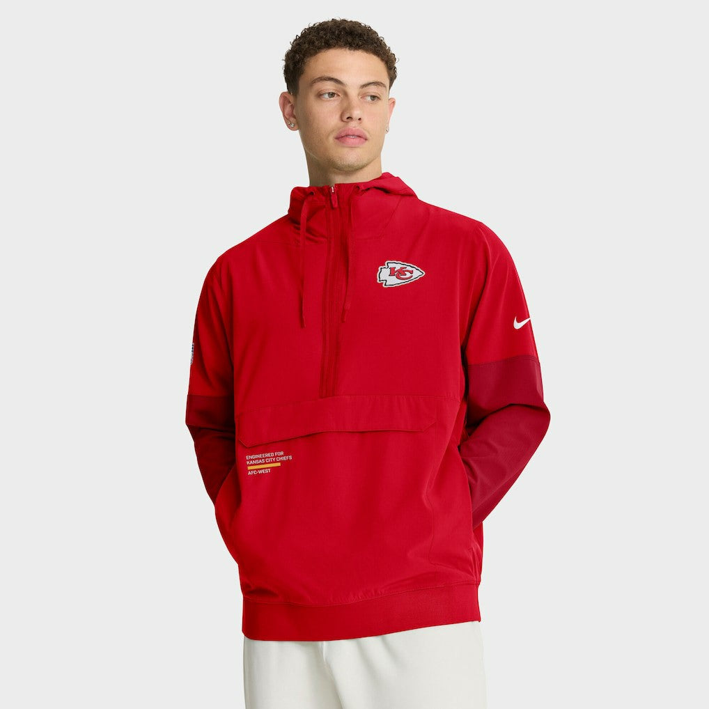 Nike Kansas City Chiefs Sideline Anorak Half-Zip Hoodie Jacket Red