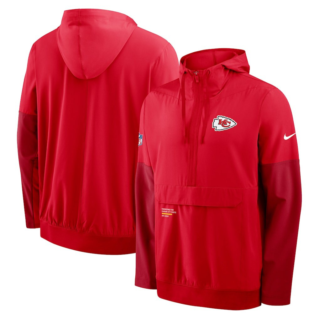 Nike Kansas City Chiefs Sideline Anorak Half-Zip Hoodie Jacket Red