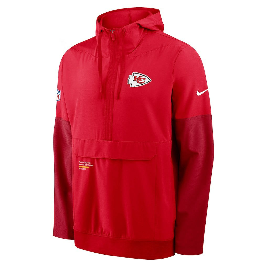 Nike Kansas City Chiefs Sideline Anorak Half-Zip Hoodie Jacket Red