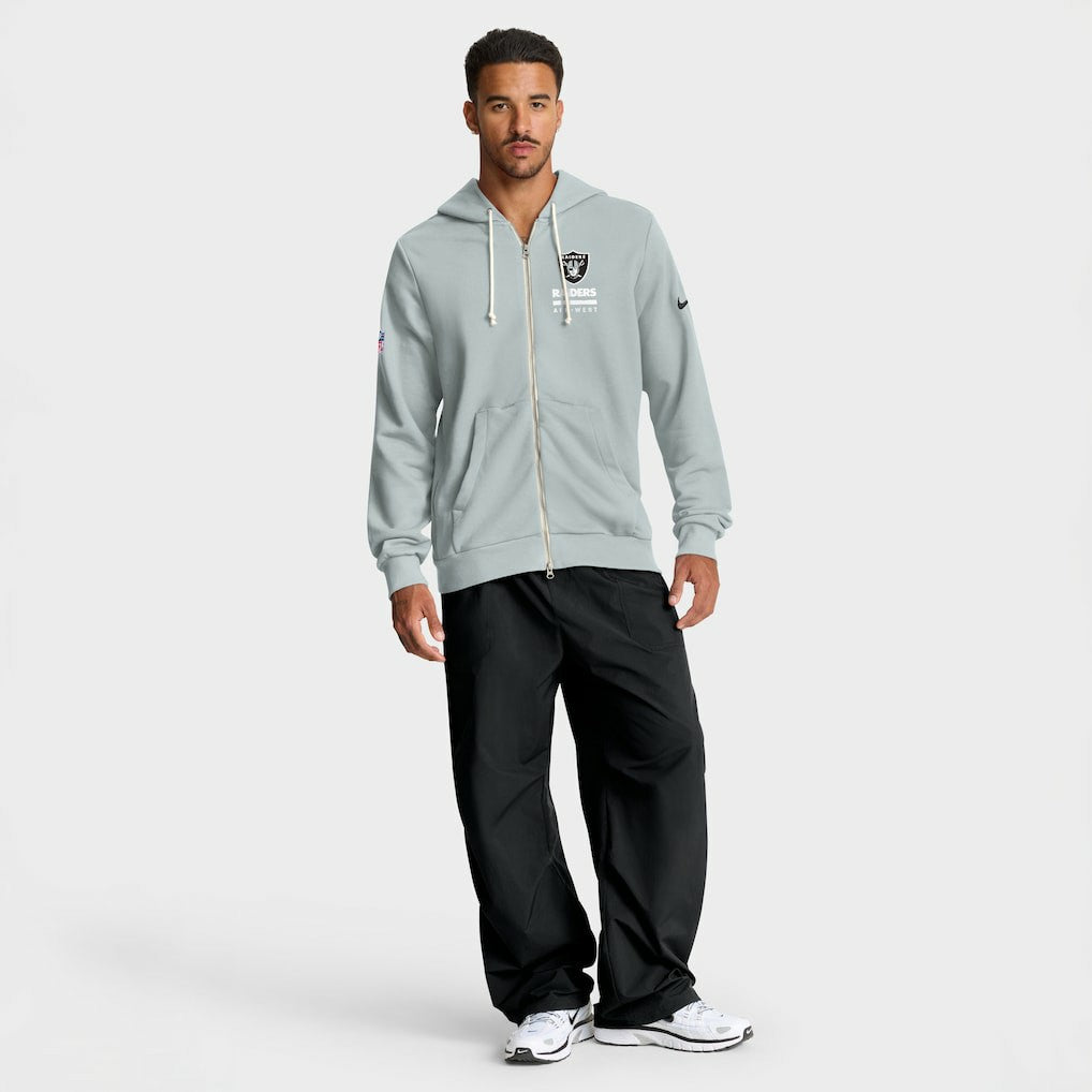 Nike Las Vegas Raiders Sideline Standard Issue Utility Player Dri-FIT Full-Zip Hoodie Silver
