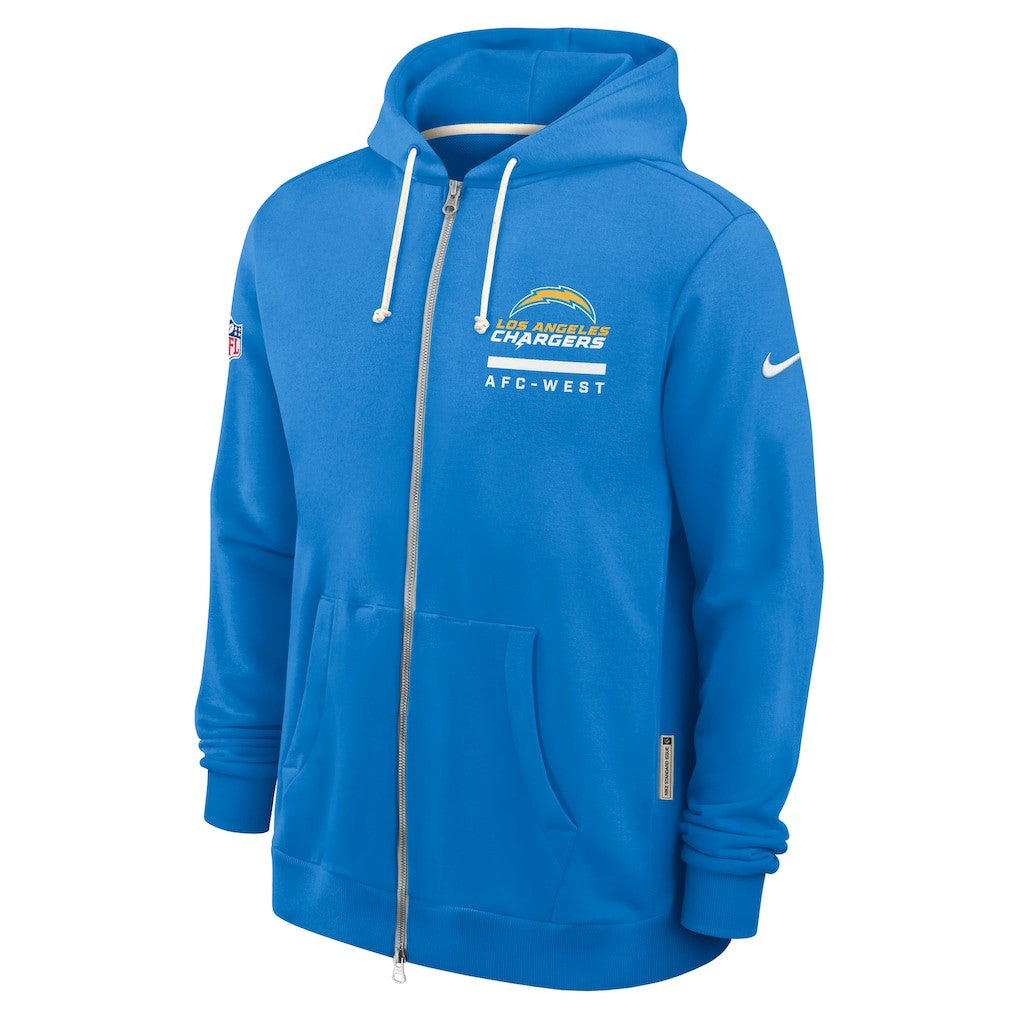 Nike Los Angeles Chargers Sideline Standard Issue Utility Player Dri-FIT Full-Zip Hoodie Powder Blue