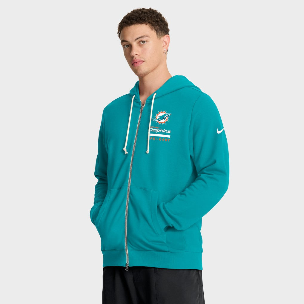 Nike Miami Dolphins Sideline Standard Issue Utility Player Dri-FIT Full-Zip Hoodie Aqua