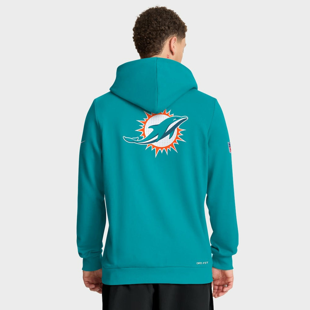 Nike Miami Dolphins Sideline Standard Issue Utility Player Dri-FIT Full-Zip Hoodie Aqua