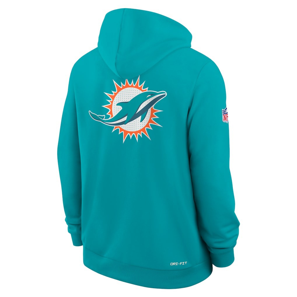 Nike Miami Dolphins Sideline Standard Issue Utility Player Dri-FIT Full-Zip Hoodie Aqua