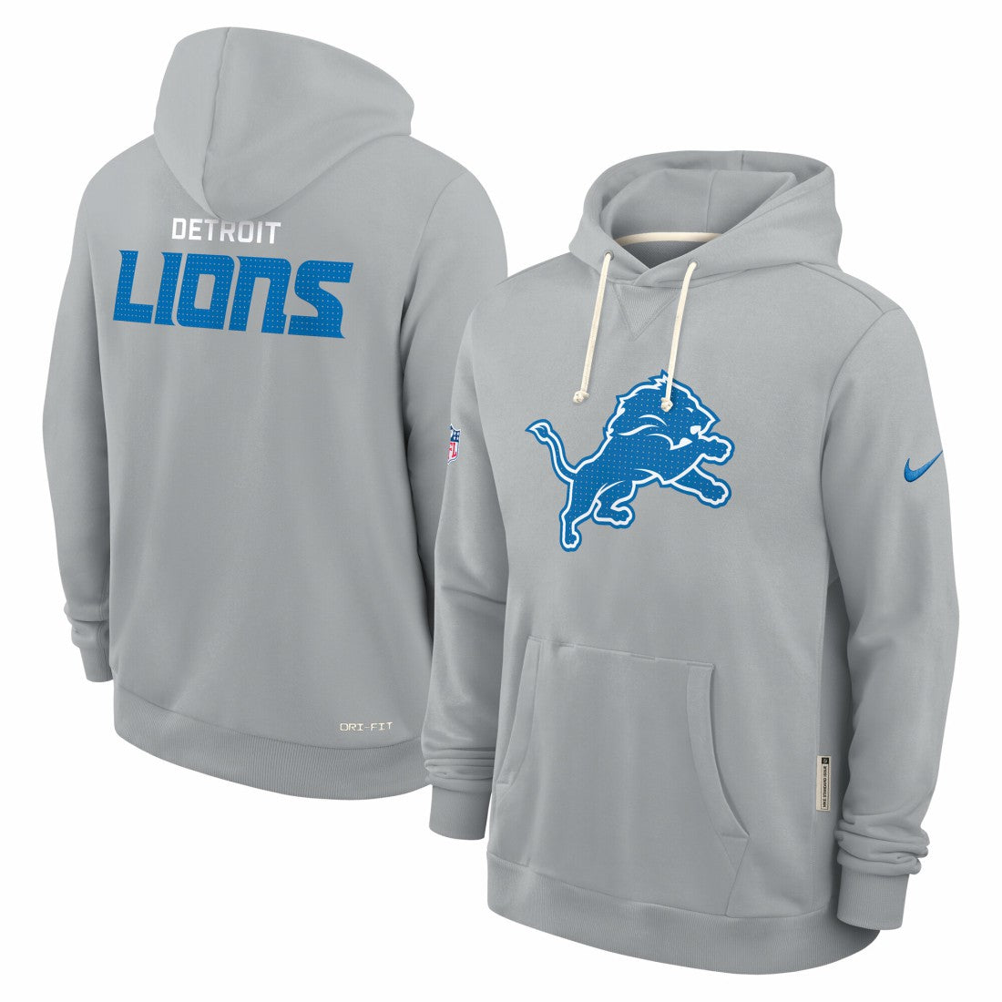 Nike Detroit Lions Sideline Standard Issue Initial Home Dri-FIT Hoodie Gray