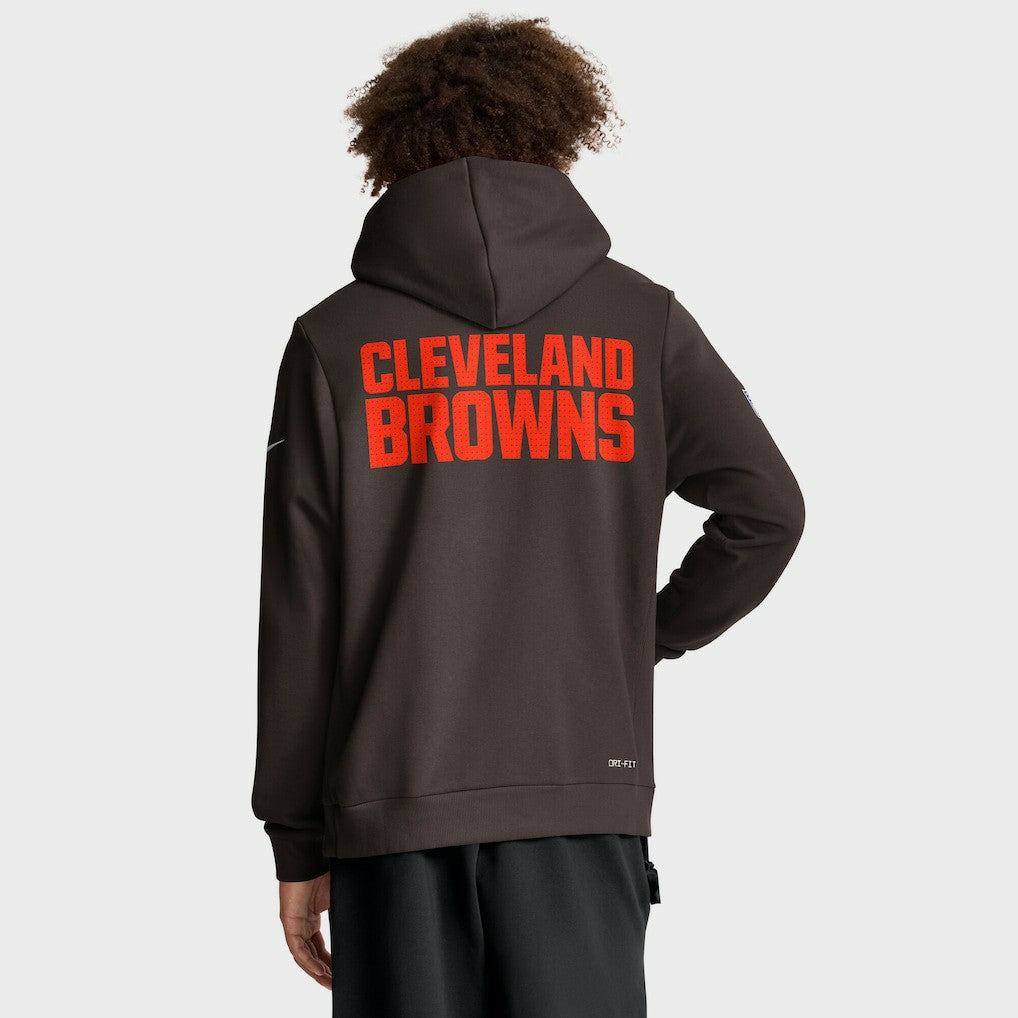 Nike Cleveland Browns Sideline Standard Issue Initial Home Dri-FIT Hoodie Brown