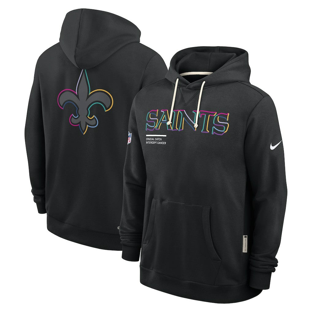Nike New Orleans Saints 2025 NFL Crucial Catch Sideline Standard Issue Dri-FIT Hoodie Black