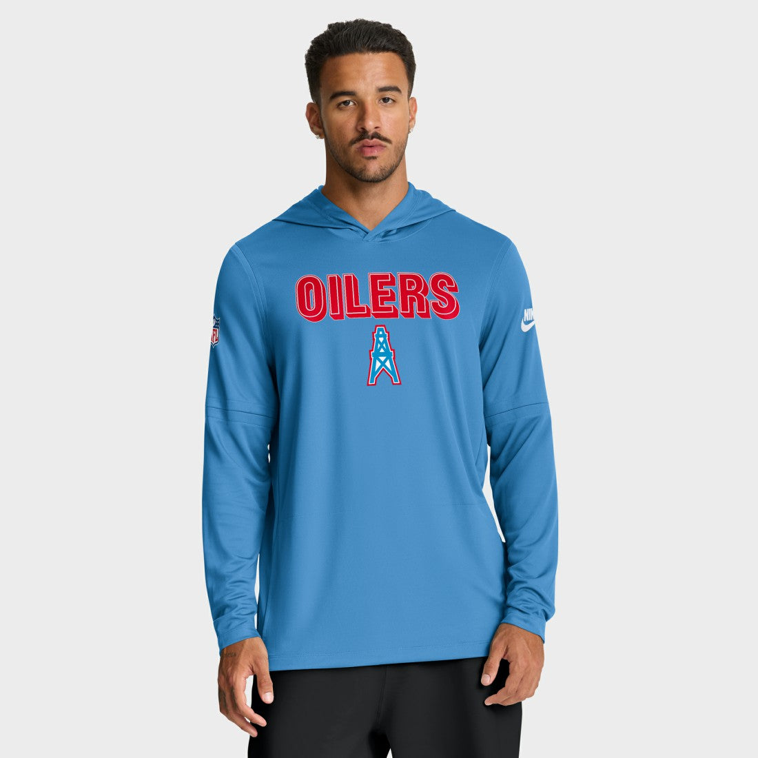 Nike Tennessee Titans Sideline Oilers Throwback Dri-FIT Long Sleeve Hoodie T-Shirt Light Blue