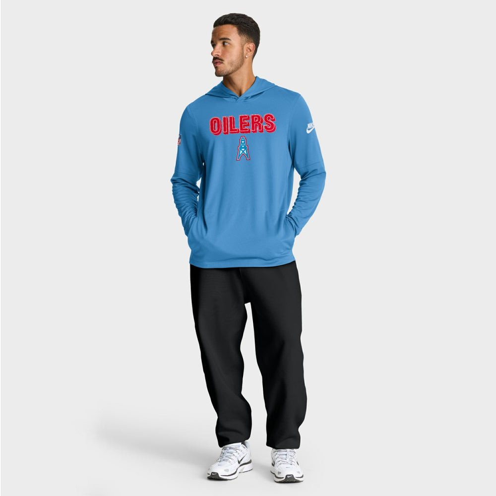 Nike Tennessee Titans Sideline Oilers Throwback Dri-FIT Long Sleeve Hoodie T-Shirt Light Blue