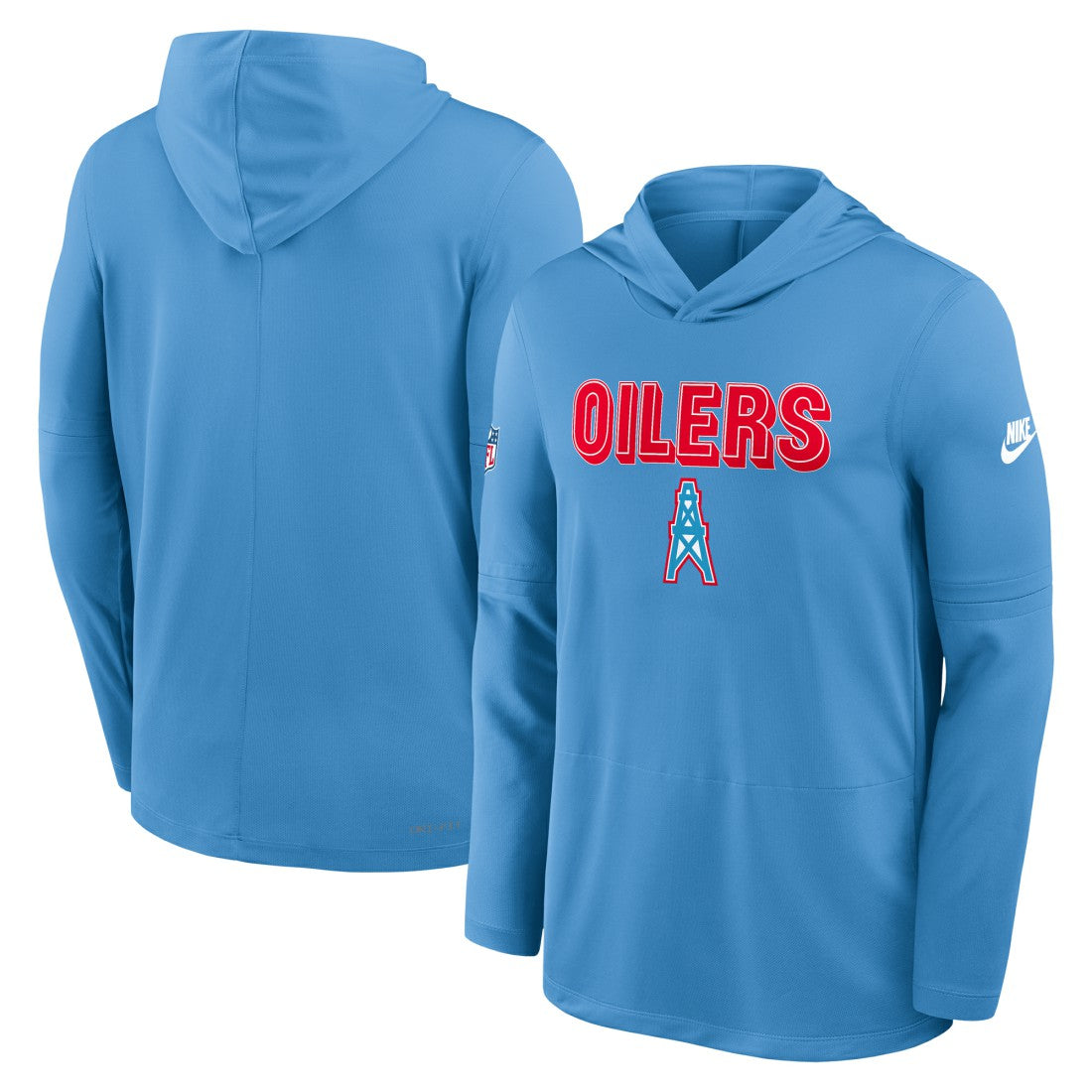 Nike Tennessee Titans Sideline Oilers Throwback Dri-FIT Long Sleeve Hoodie T-Shirt Light Blue