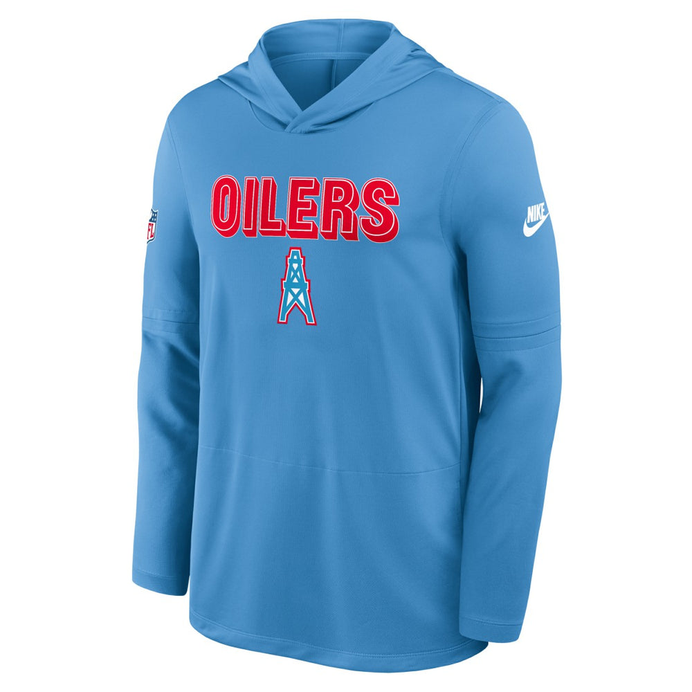 Nike Tennessee Titans Sideline Oilers Throwback Dri-FIT Long Sleeve Hoodie T-Shirt Light Blue
