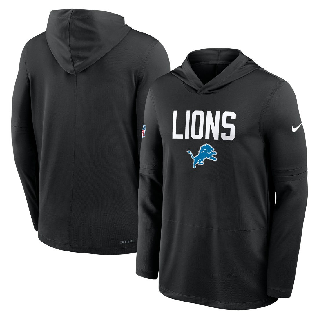 Nike Detroit Lions Sideline Pass Accuracy Dri-FIT Long Sleeve Hoodie T-Shirt Black