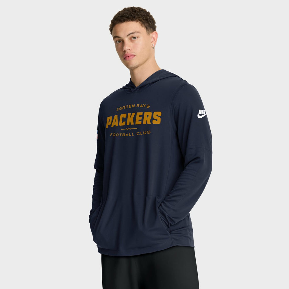 Nike Green Bay Packers The 1923 Classic Pass Accuracy Dri-FIT Long Sleeve Hoodie T-Shirt Navy