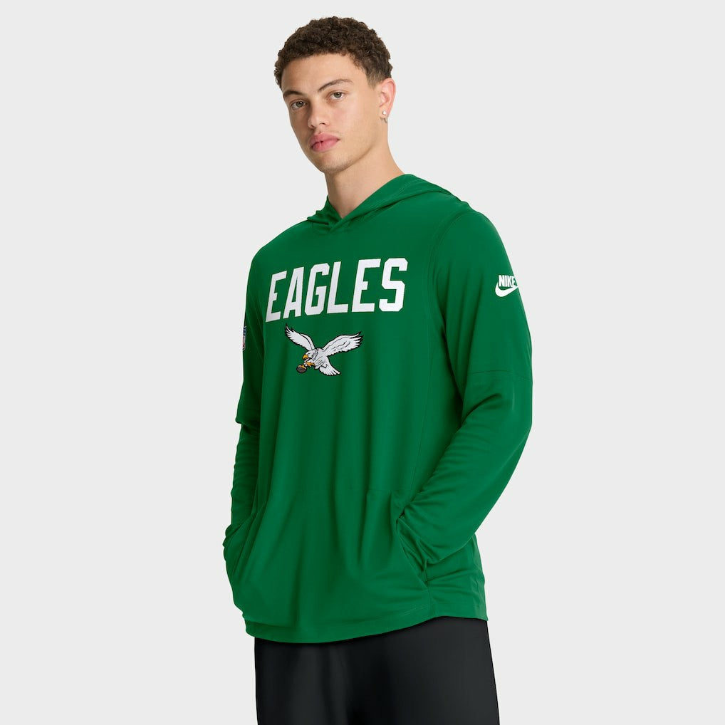 Nike Philadelphia Eagles Sideline Pass Accuracy Dri-FIT Long Sleeve Hoodie T-Shirt  Kelly Green