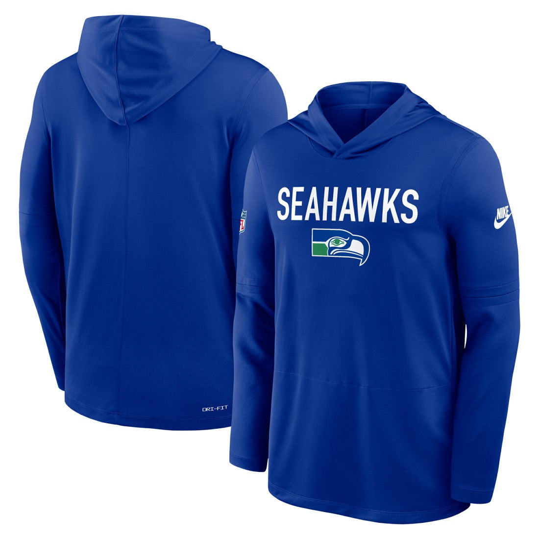 Nike Seattle Seahawks Sideline Pass Accuracy Dri-FIT Long Sleeve Hoodie T-Shirt Royal