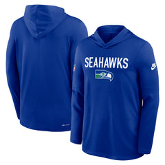 Nike Seattle Seahawks Sideline Pass Accuracy Dri-FIT Long Sleeve Hoodie T-Shirt Royal