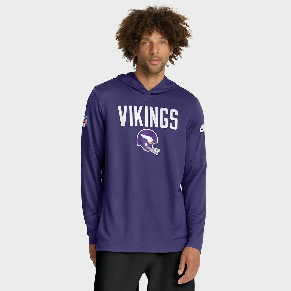 Nike Minnesota Vikings Sideline Pass Accuracy Dri-FIT Long Sleeve Hoodie T-Shirt Purple