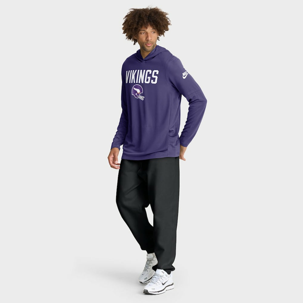 Nike Minnesota Vikings Sideline Pass Accuracy Dri-FIT Long Sleeve Hoodie T-Shirt Purple