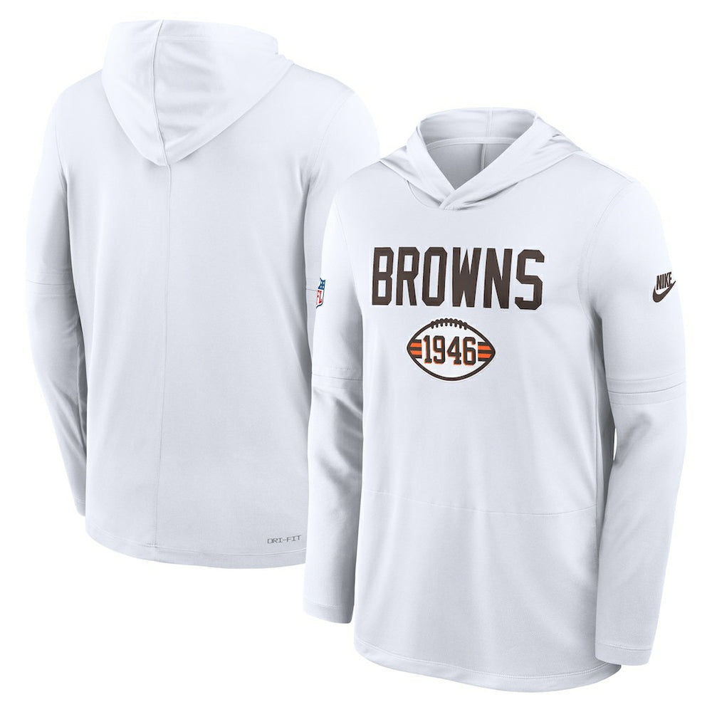 Nike Cleveland Browns Sideline Pass Accuracy Dri-FIT Long Sleeve Hoodie T-Shirt White