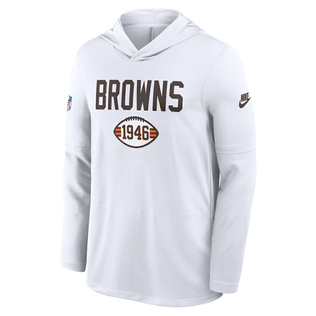 Nike Cleveland Browns Sideline Pass Accuracy Dri-FIT Long Sleeve Hoodie T-Shirt White