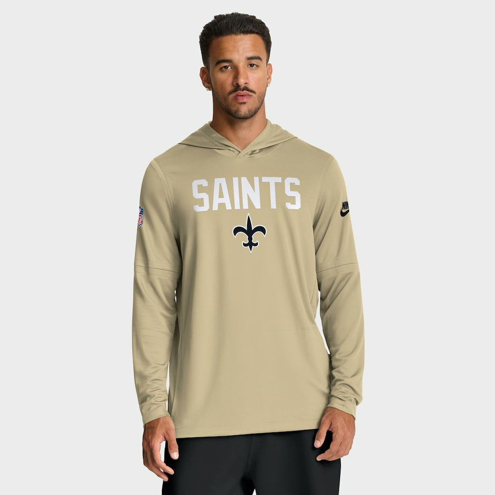 Nike New Orleans Saints Sideline Pass Accuracy Dri-FIT Long Sleeve Hoodie T-Shirt Gold