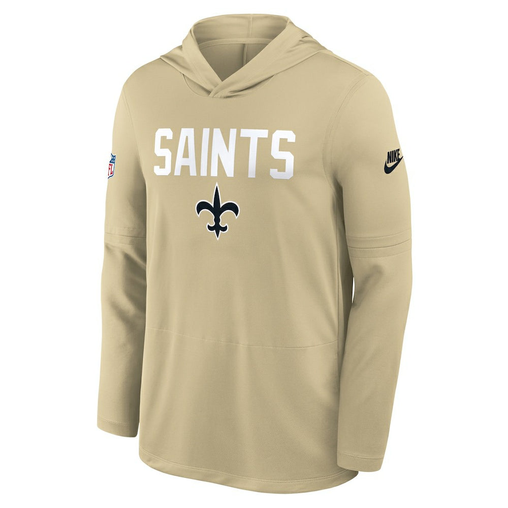 Nike New Orleans Saints Sideline Pass Accuracy Dri-FIT Long Sleeve Hoodie T-Shirt Gold
